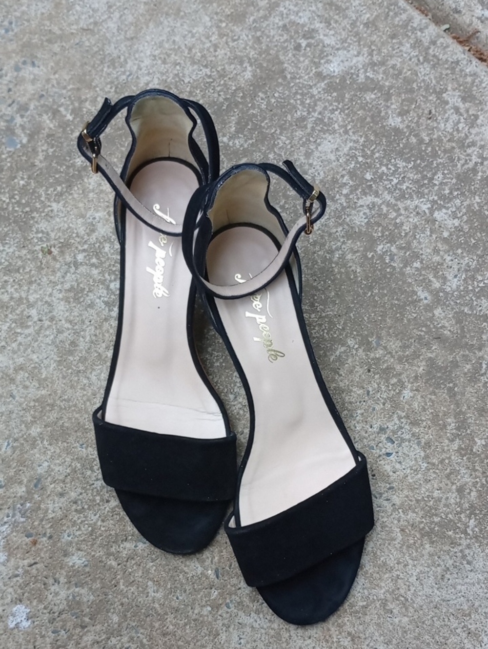 Free People Black Ankle-Strap Heeled Sandals